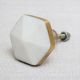 White Hexagon Stone Cabinet Brass Knobs 